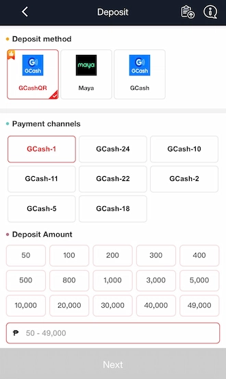 🔎Step 1: select GCash. Then enter the deposit amount .